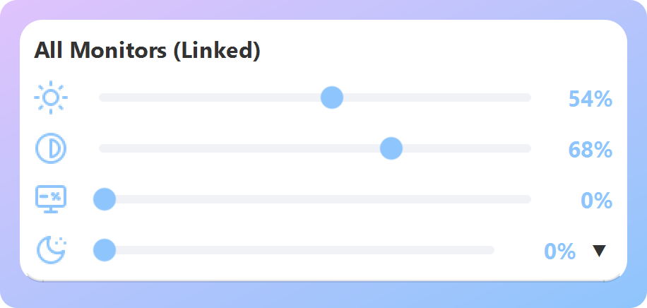 ArrayLux linked mode: one brightness and contrast slider for all monitors