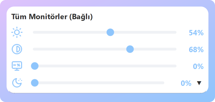 ArrayLux bağlı mod: tüm monitörler için tek parlaklık ve kontrast kaydırıcısı